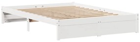 Cama sem colchão 160x200 cm madeira de pinho maciça branco
