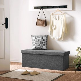 Banco com espaço de armazenamento 115x38x38cm dobrável cinza escuro