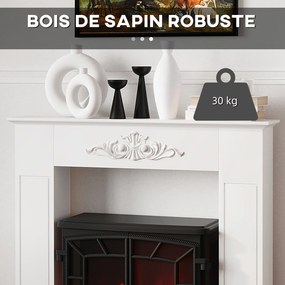 Moldura decorativa 101 x 19 x 100 cm para lareira elétrica (NÃO INCLUIDA), em madeira branca
