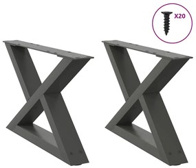 Pés para mesa de centro 2 peças antracite 50x(30-31,3) cm aço