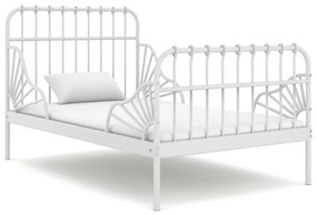 324741 vidaXL Estrutura de cama extensível em metal branco 80x130/200 cm