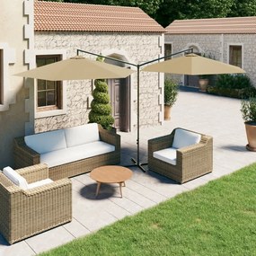 vidaXL Guarda-sol de jardim duplo c/ poste aço 600cm cinza-acastanhado