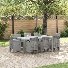 vidaXL Conjunto de Jantar Jardinagem 9 Peças Cinza Claro Poly Rattan