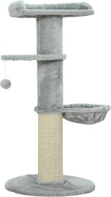 PawHut Arranhador para Gatos 103,5 cm Torre para Gatos com Cama Rede Plataforma Poste de Sisal Extra Grosso Bola Pendurada Cinza Claro | Aosom Portugal