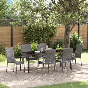 vidaXL Conjunto de Jantar de Jardim com 7 Peças em Rattan Sintético Cinza
