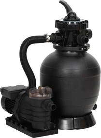 93396 vidaXL Filtro de areia para piscina com pré-filtro preto