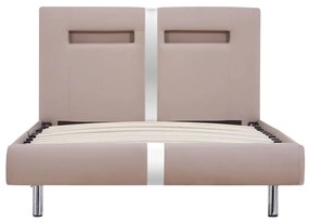 Estrutura de cama c/ LEDs 90x200 cm couro artificial cappuccino