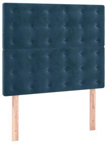 Cama com molas/colchão 90x200 cm veludo azul-escuro