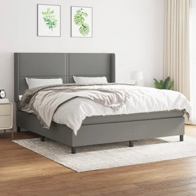 vidaXL Cama com molas/colchão 180x200 cm tecido cinzento-escuro