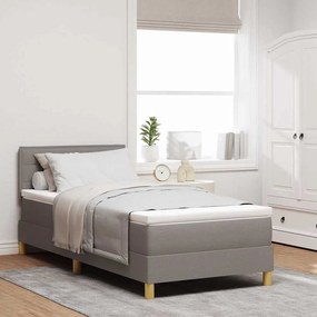 vidaXL Cama Box com colchão Cinzento-acastanhado 90 x 190 cm tecido