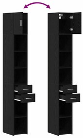 Armário de Armazenamento Slim vidaXL Carvalho Preto 30x42.5x225 cm Mad