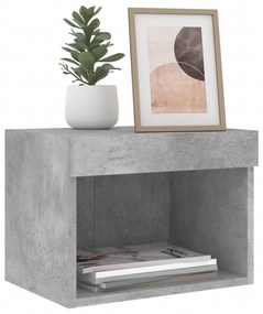 Mesa de cabeceira de parede com luzes LED cinzento cimento