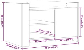 Mesa de centro 80x50x50 cm derivados de madeira cinza cimento