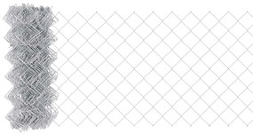 vidaXL Cerca de Malha Prateado 25 x 0.6 m Aço galvanizado