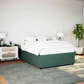 vidaXL Estrutura de cama sem colchão 140x200 cm veludo verde-escuro