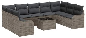 Conjunto de Sofá de Jardim vidaXL de 9 peças com Almofadas em Rattan P
