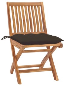 Cadeiras de jardim dobráveis c/ almofadões 8 pcs teca maciça