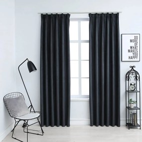 Cortinas blackout com ganchos 2 pcs 140x175 cm antracite