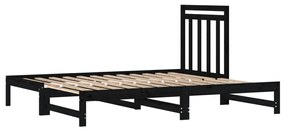 Sofá-cama de puxar 2x(90x200) cm pinho maciço preto