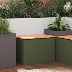 vidaXL Banco de jardim Verde-oliva 60 x 40 x 43 cm Aço