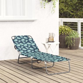 Espreguiçadeira Dobrável Padrão de Folhas Tecido Oxford 600D