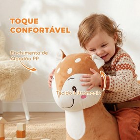Cavalo de Baloiço para Bebés 12-36 Meses em Forma de Veado com Base Larga, Sons e Cinto de Segurança, Castanho-Escuro