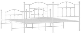 Estrutura de cama com cabeceira e pés 200x200 cm metal branco