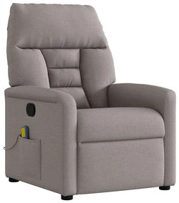 Poltrona de massagens reclinável tecido cinzento-acastanhado