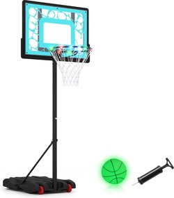 Cesto de Basquetebol para Piscina, 74,5 x 54 x 197 cm, 8 Alturas Ajustáveis, Preto