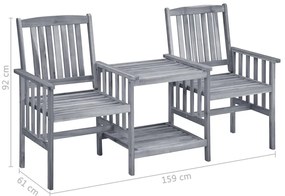 Cadeiras de jardim c/ mesa de centro e almofadões acácia maciça