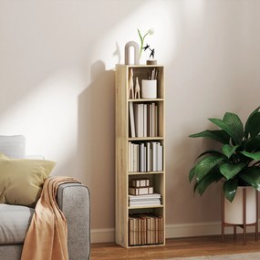 Estante de arrumação com 5 prateleiras ajustáveis para sala, quarto ou escritório, 30 x 24 x 133,5 cm, natural