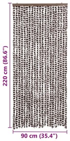 Cortina anti-insetos 90x220 cm chenille castanho e branco