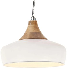 vidaXL Candeeiro teto industrial 35cm E27 ferro branco/madeira maciça