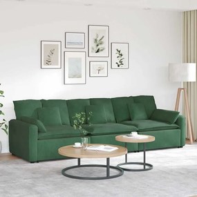 vidaXL Sofá modular com almofadas verde escuro