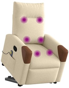Poltrona elevatória de massagens tecido cor creme