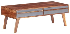 Mesa de centro 110x50x40 cm madeira maciça cinzento