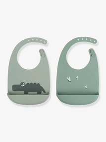 Lote de 2 babetes em silicone, Croco da DONE BY DEER verde