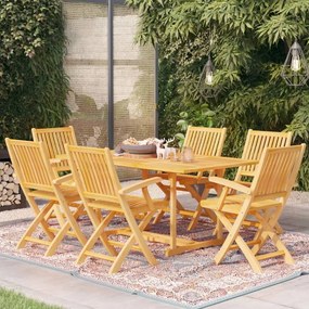 vidaXL 7 pcs conjunto de jantar para jardim madeira de teca maciça