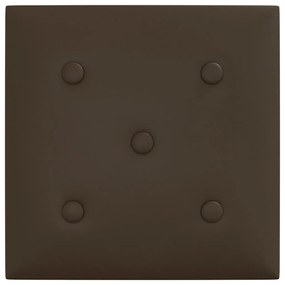 Painel parede 12 pcs 30x30cm couro artificial 1,08 m² castanho