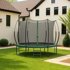 Trampolim sem molas Ø 366 cm, trampolim de exterior para crianças, cordas elásticas Verde
