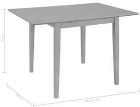 Mesa de jantar extensível (80-120)x80x74 cm MDF cinzento