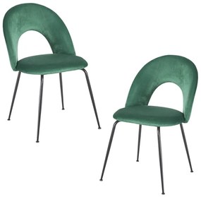 Pack 2 Cadeiras Dawa Black Veludo - Verde