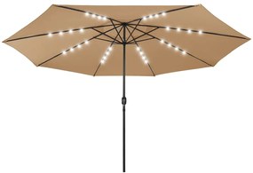 Guarda-sol de jardim com luzes LED 400 cm cinza-acastanhado
