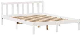 Cama com estante sem colchão 150x200 cm pinho maciço branco