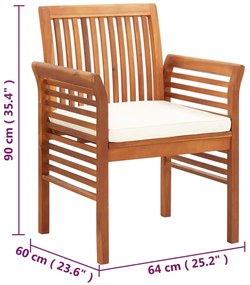 Cadeiras de jantar p/ jardim com almofadões 8 pcs acácia maciça
