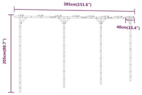 Pérgola de bambu 385x40x205 cm