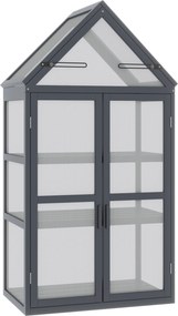 Outsunny Mini Estufa Cama Fria 3 Níveis, Teto Basculante, Portas Duplas, Madeira e Policarbonato, Resistente às Intempéries, Natural, 70,5 x 42 x 132 cm | Aosom Portugal