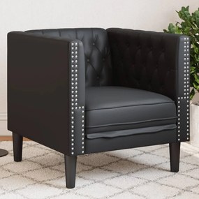 vidaXL Sofá chesterfield couro artificial preto
