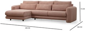 Sofá de Canto Lily – Rosa – 290 x 165 cm