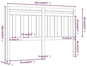 Cabeceira de cama 166x4x100 cm pinho maciço preto